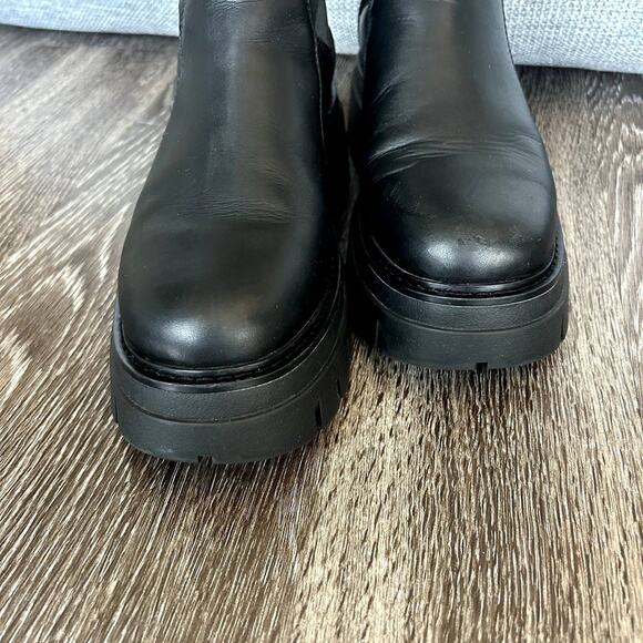 ASH Links Black Leather Platform‎ Chelsea Boots US 5 EU 35 Lug Sole Chunky Heel - Picture 13 of 16